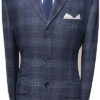 3 Button Single Breasted Navy Blue Check 2-Piece Check Suit in 85% Superfine Wool 15% Polyester