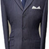 3 Button Stripe Suit - Navy Blue Multi Stripe - Superfine Wool