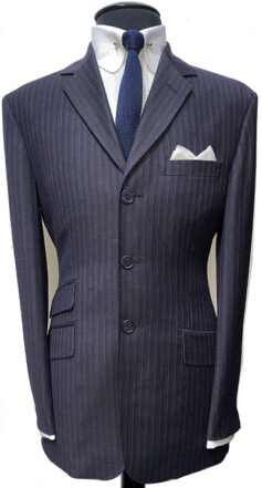 3 Button Stripe Suit - Navy Blue Multi Stripe - Superfine Wool