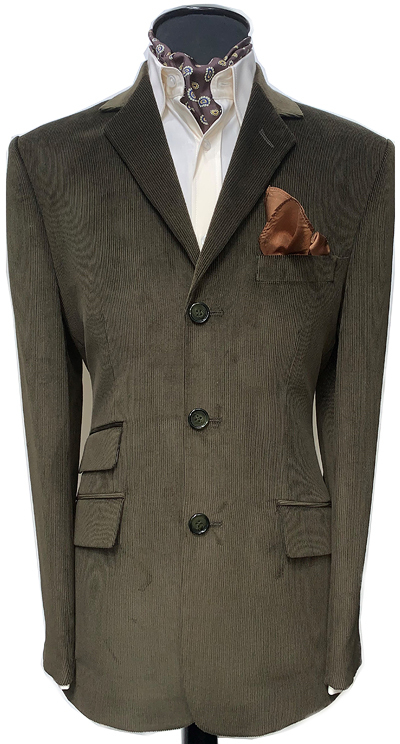 3 Button Corduroy Jacket - Dark Bottle Green - 100% Cotton