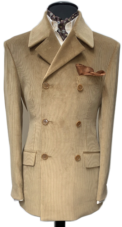 3 Button Double Breasted Corduroy Jacket - Tan - 100% Cotton