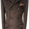 3 Button Double Breasted Corduroy Jacket - Brown - 100% Cotton