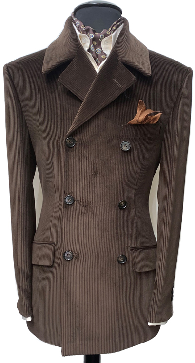 3 Button Double Breasted Corduroy Jacket - Brown - 100% Cotton