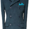 3 Button Double Breasted Corduroy Jacket - Dark Teal - 100% Cotton