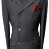 3 Button Double Breasted  Jacket - Black - Superfine Wool