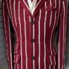 3 Button Single Breasted Jacket in Burgundy with an Ivory Stripe