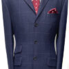 3 Button Single Breasted Blue-Black - Pink Prince Of Wales Check Suit - 100% Superfine Wool