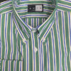 Button Down Collar with Single Button Cuffs in Green & Blue Stripe – 100% Cotton