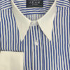 Spear Collar with White Contrast Collar Stand & Double Cuffs with a Royal Blue Stripe – 100% Cotton
