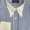 Pin Through Collar with White Contrast Collar Stand & Double Cuffs with Royal Blue Stripe – 100% Cotton