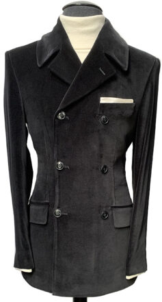 3 Button Double Breasted Jacket - Black Velvet - 100% Cotton