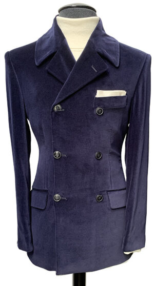3 Button Double Breasted Jacket - Navy Velvet - 100% Cotton