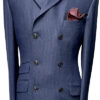 Double Breasted Suit - 3 Button Show 6 - Navy Blue with Sky Stripe Suit - Wool Blend