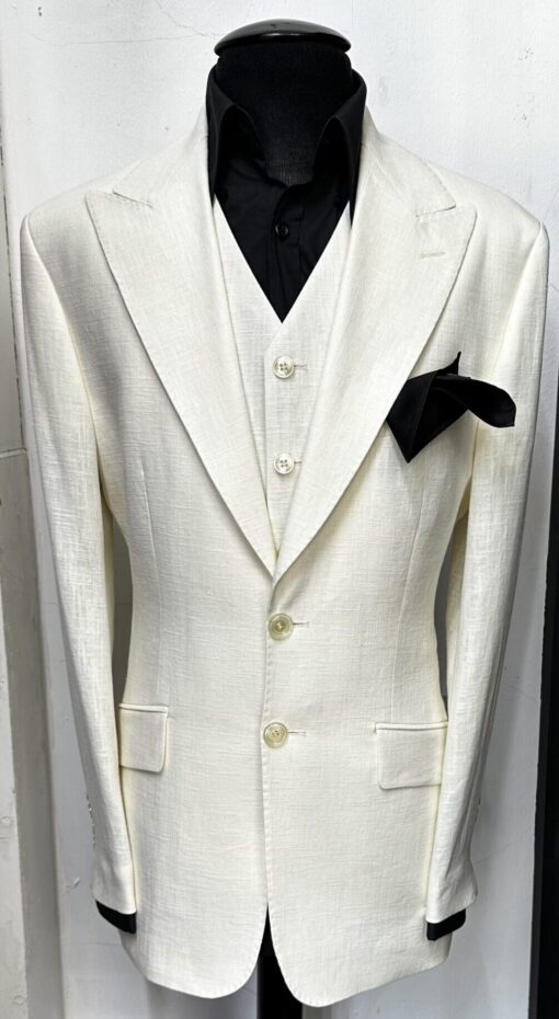 The Cream 2 Button Linen Soho Style Suit