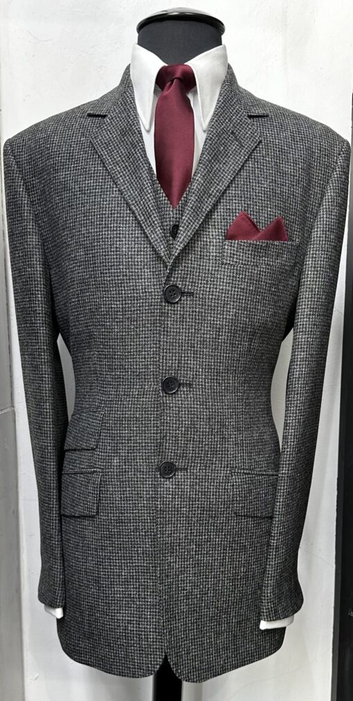 The Black & Grey Muted Check Kent Style 3 Button Suit