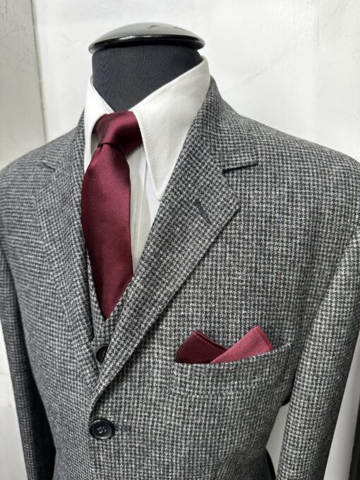 The Black & Grey Muted Check Kent Style 3 Button Suit - Image 2