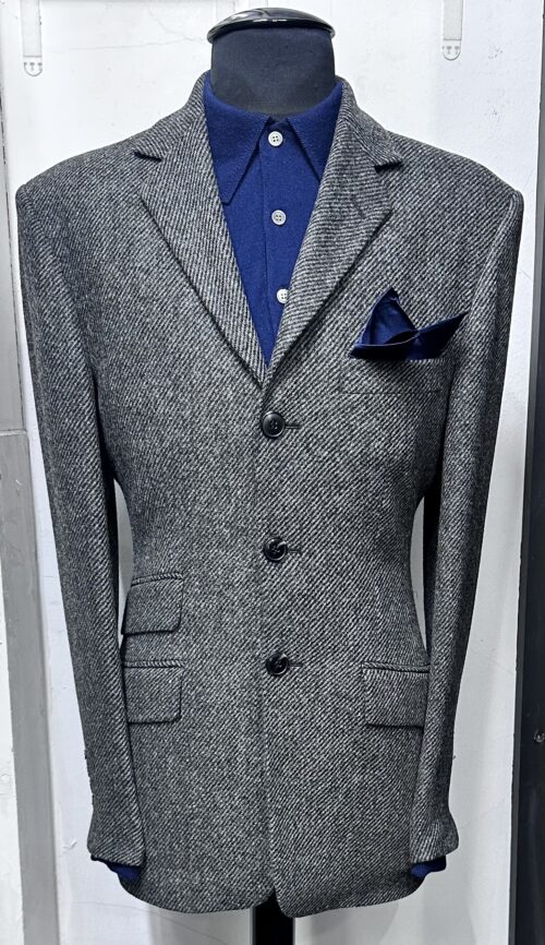 The Black & Grey Wool Shetland Three Button Jacket