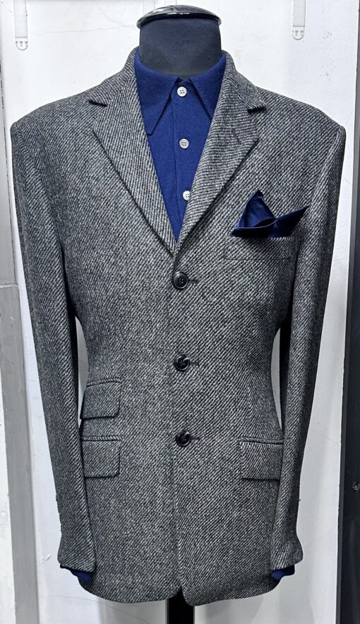 The Black & Grey Wool Shetland Three Button Jacket