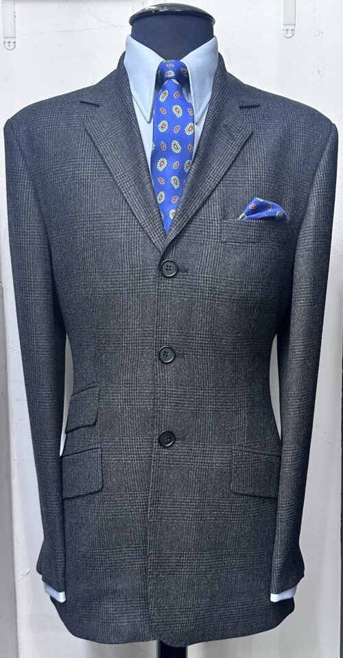 The Charcoal Grey P.O.W. Check Wool Kent Style Three Button Suit
