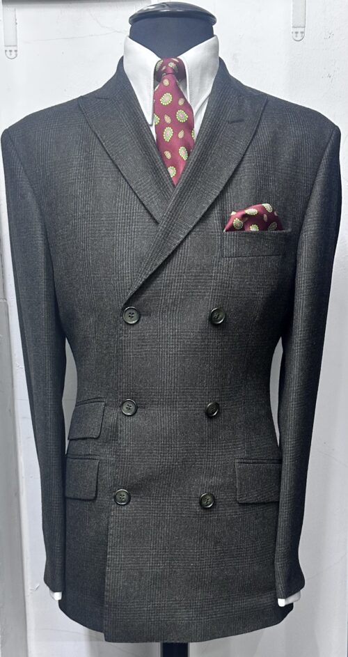 The Brown & Black P.O.W. Check Cashmere & Wool Bogart Style Double Breasted Suit