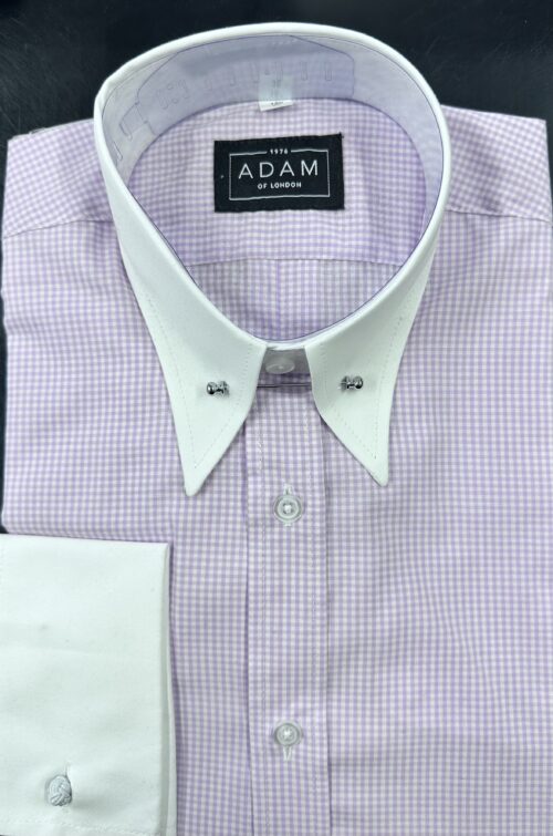 The Pink Fine Gingham Contrast Spear Pin Collar Shirt