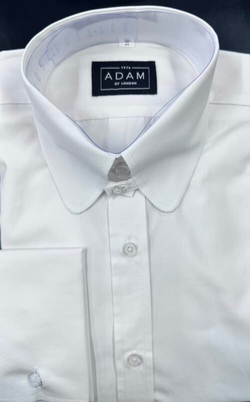 Tab Collar Shirt - White - 100% Cotton
