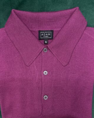 The Light Purple Merino Wool Adam Long Sleeve Polo