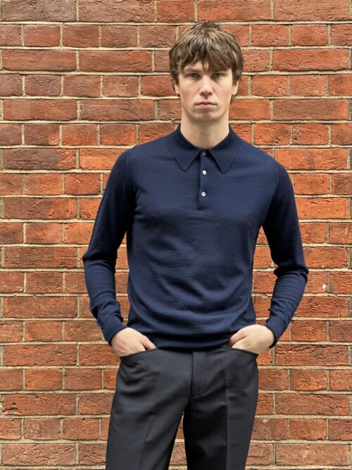 Alternative view of The Light Purple Merino Wool Adam Long Sleeve Polo