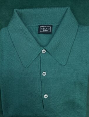 The Green Merino Wool Adam Long Sleeve Polo