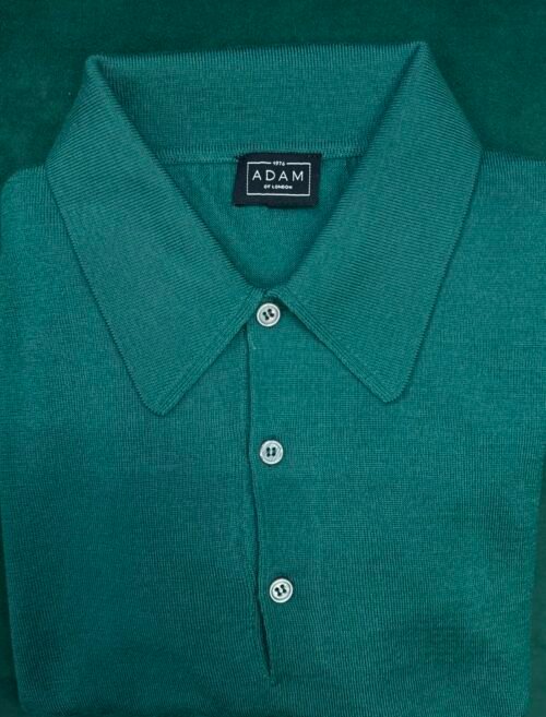 The Green Merino Wool Adam Long Sleeve Polo
