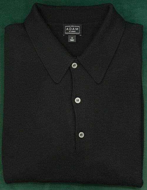 The Black Short Sleeve Knitted Cotton Polo