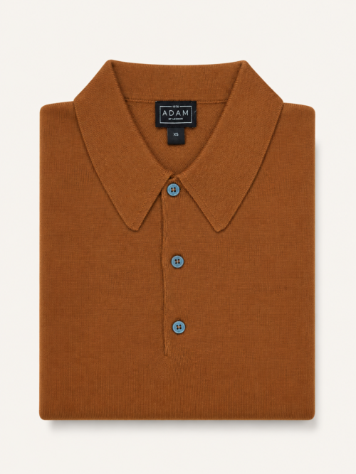 The Burnt Orange Short Sleeve Knitted Cotton Polo