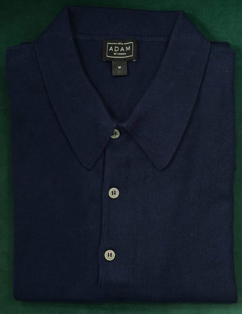 The Navy Blue Short Sleeve Knitted Cotton Polo