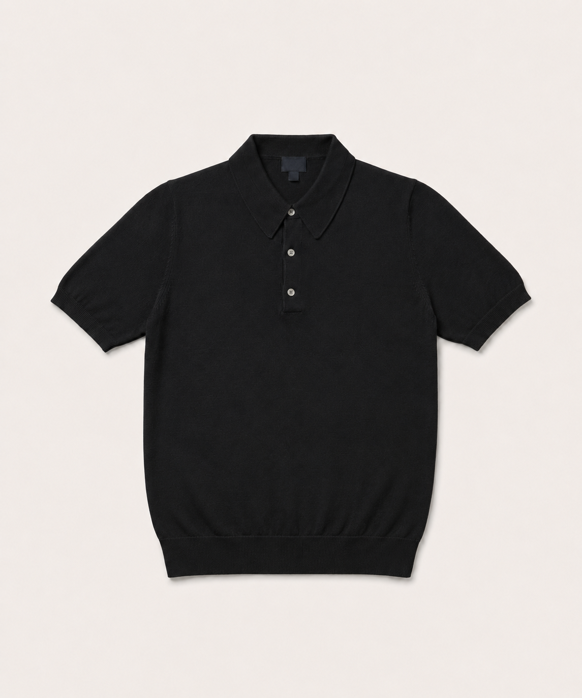 The Black Short Sleeve Knitted Cotton Polo - Image 2