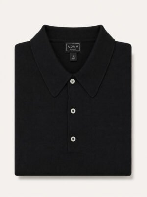 The Black Short Sleeve Knitted Cotton Polo