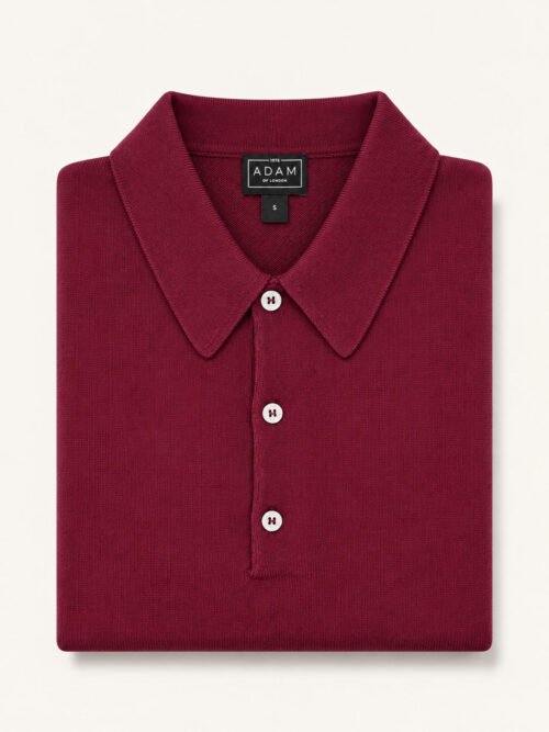 The Burgundy Short Sleeve Knitted Cotton Polo