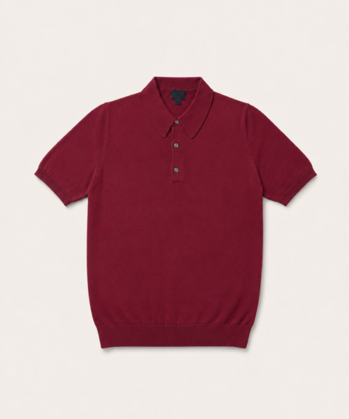Alternative view of The Burgundy Short Sleeve Knitted Cotton Polo