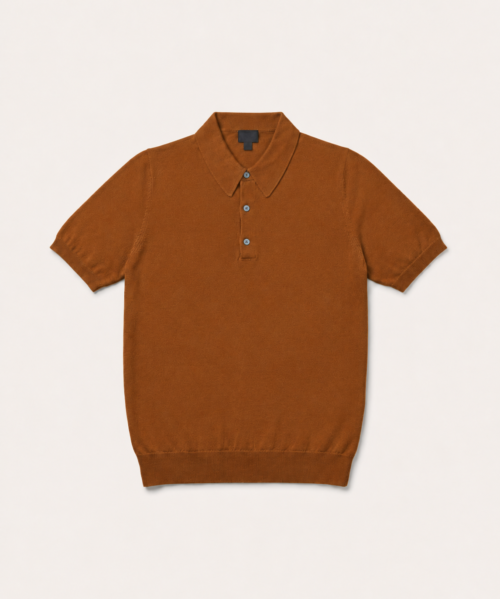 Alternative view of The Burnt Orange Short Sleeve Knitted Cotton Polo
