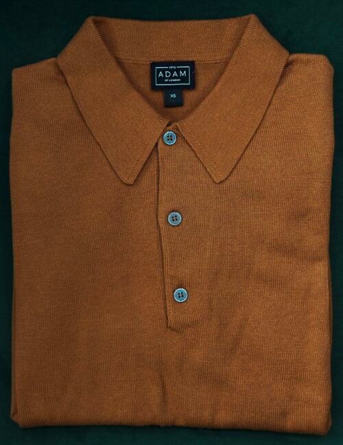The Burnt Orange Short Sleeve Knitted Cotton Polo