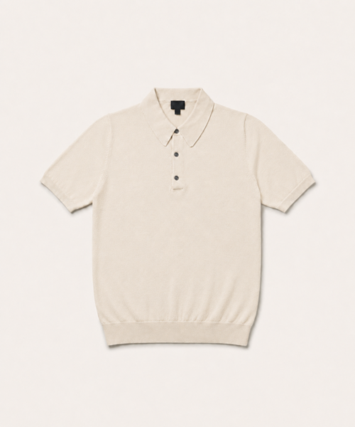 Alternative view of The Cream Short Sleeve Knitted Cotton Polo