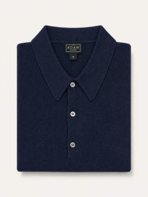 The Navy Blue Short Sleeve Knitted Cotton Polo