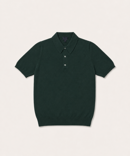 Alternative view of The Forest Green Short Sleeve Knitted Cotton Polo