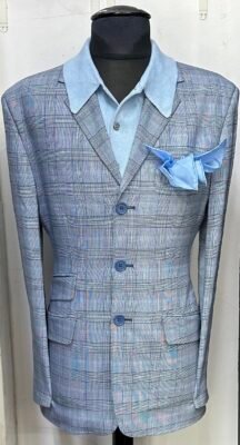 The Sky Blue With Navy Overcheck Prince Of Wales Jacket