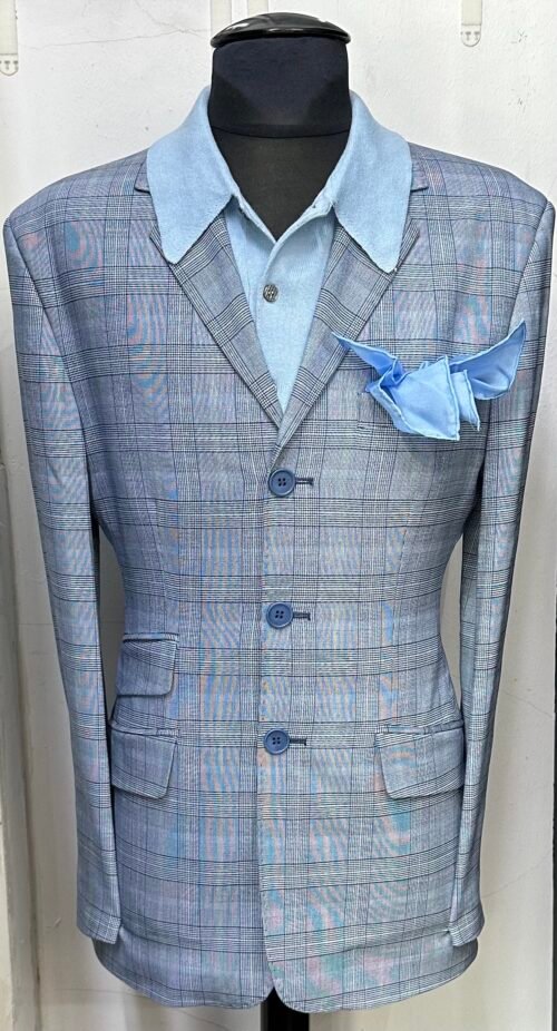 The Sky Blue With Navy Overcheck Prince Of Wales Jacket
