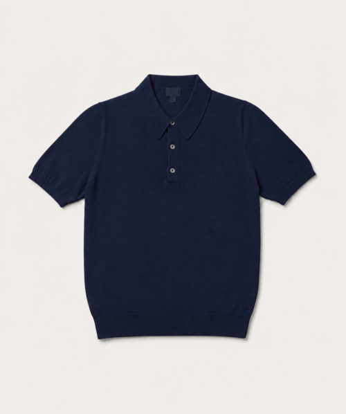 Alternative view of The Navy Blue Short Sleeve Knitted Cotton Polo