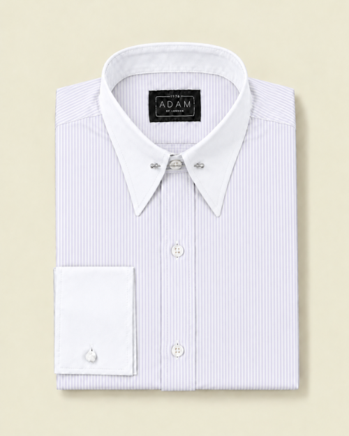 The Light Grey Stripe Pin Through Contrast Collar Shirt