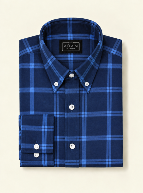 The Navy Blue & Sky Check Button Down Collar Shirt