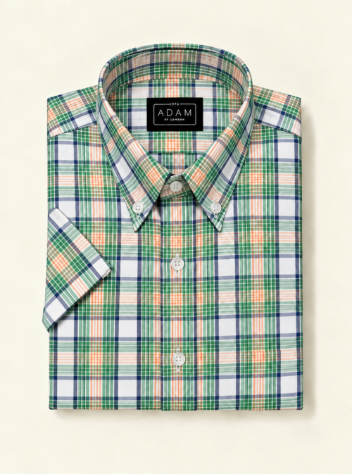 The Green & Burnt Orange Check Short Sleeve Shirt