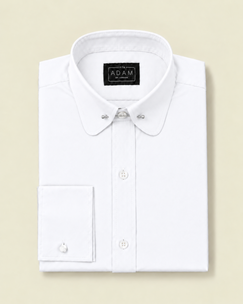 The White Penny Round Pin Through Collar Shirt