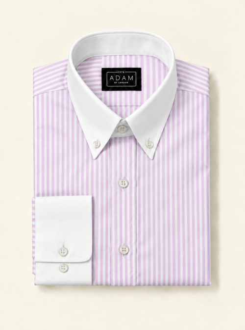 The Pink Stripe Contrast Button Down Collar Shirt